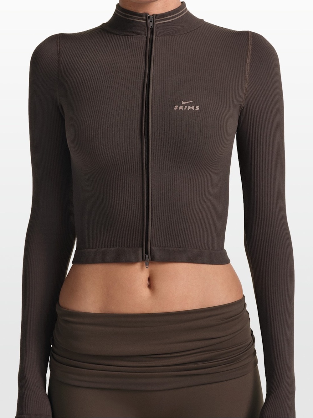 NikeSKIMS Full Zip Brown Cropped Jacket NWT Small